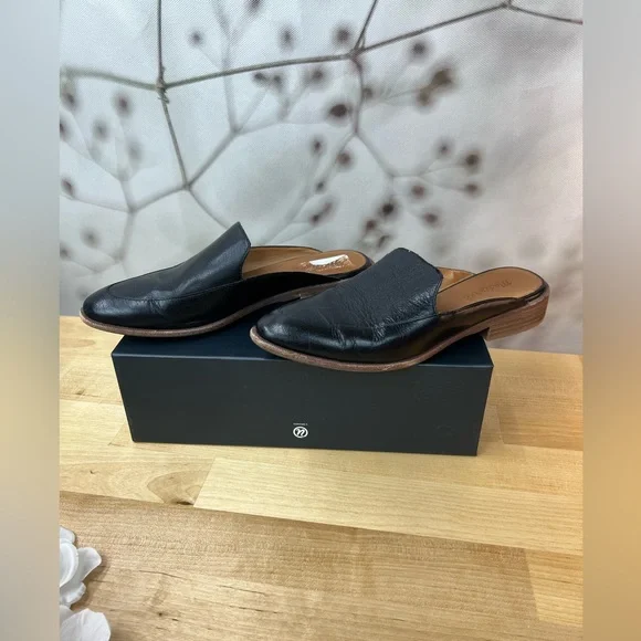 Madewell black leather loafer mule size 8 - Picture 2 of 11